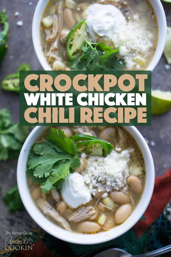 White Chicken Chili in the Crockpot: simple 15 minute prep crockpot chili!