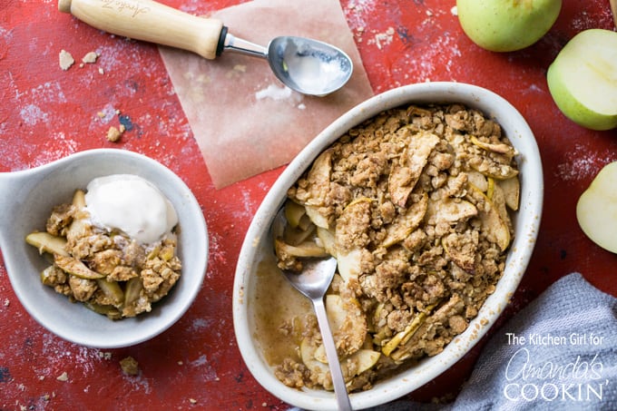 Baked Apple Crisp in a bowl