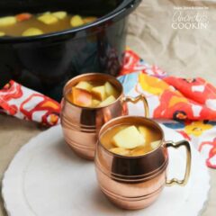 apple cider in copper mugs
