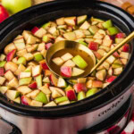 ladling out Crockpot Caramel Apple Cider