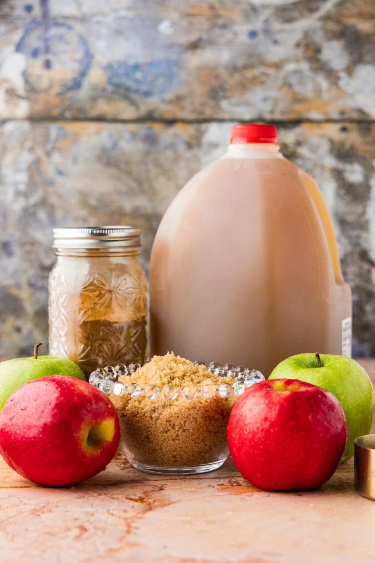 ingredients for Crockpot Caramel Apple Cider