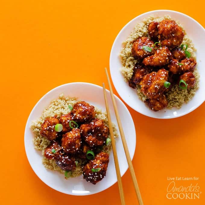 General Tsos Cauliflower on a plate