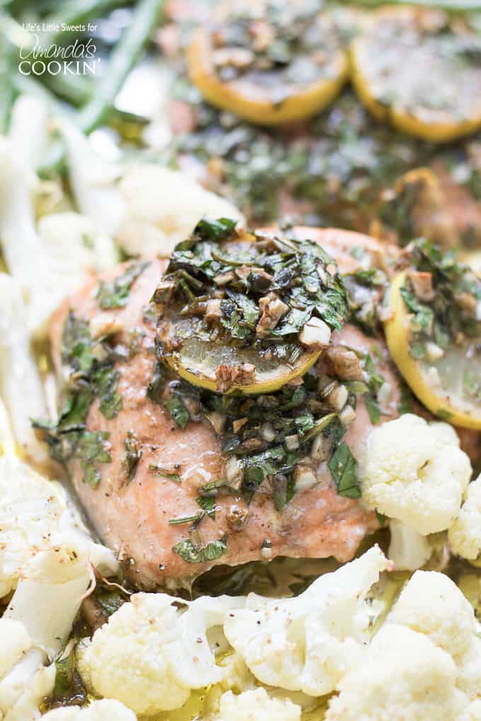 Sheet pan salmon dinner