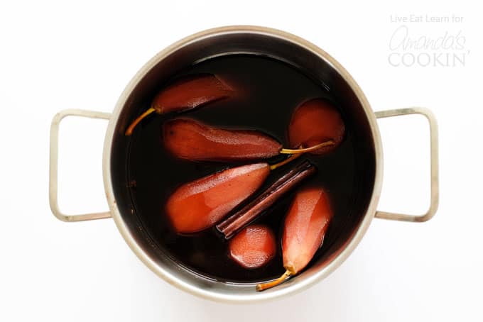 pears stewing in pot