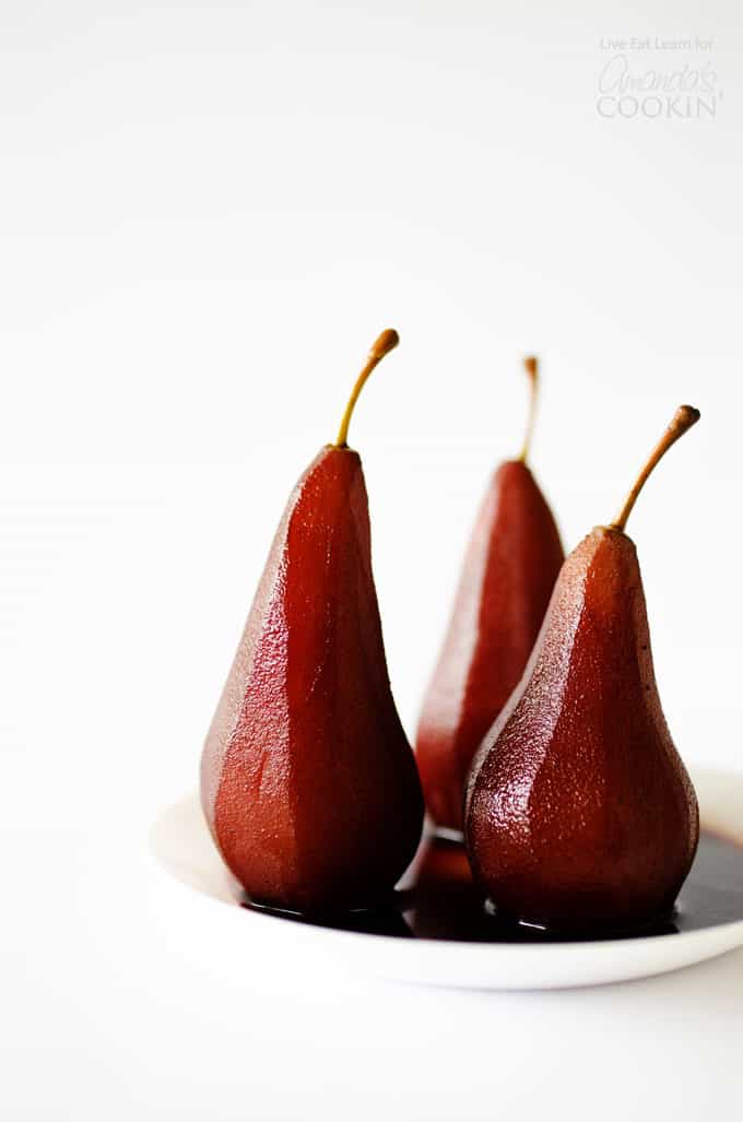 Red wine stewed pears