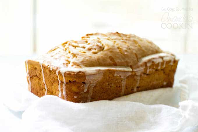 Pumpkin bread loaf with maple glaze