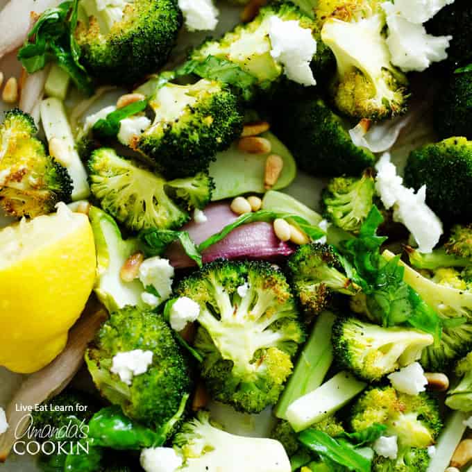 broccoli with onions, lemon and cheese