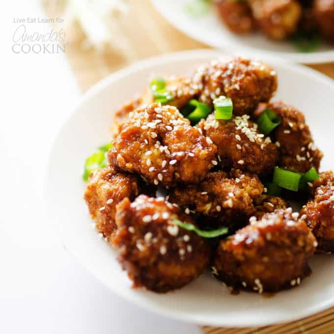 Sticky Cauliflower on a plate