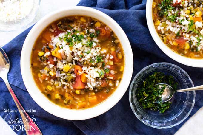 Vegetable Rice Soup in a bowl