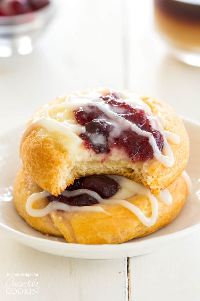 Cranberry Cream Cheese Pastries with a bite taken out