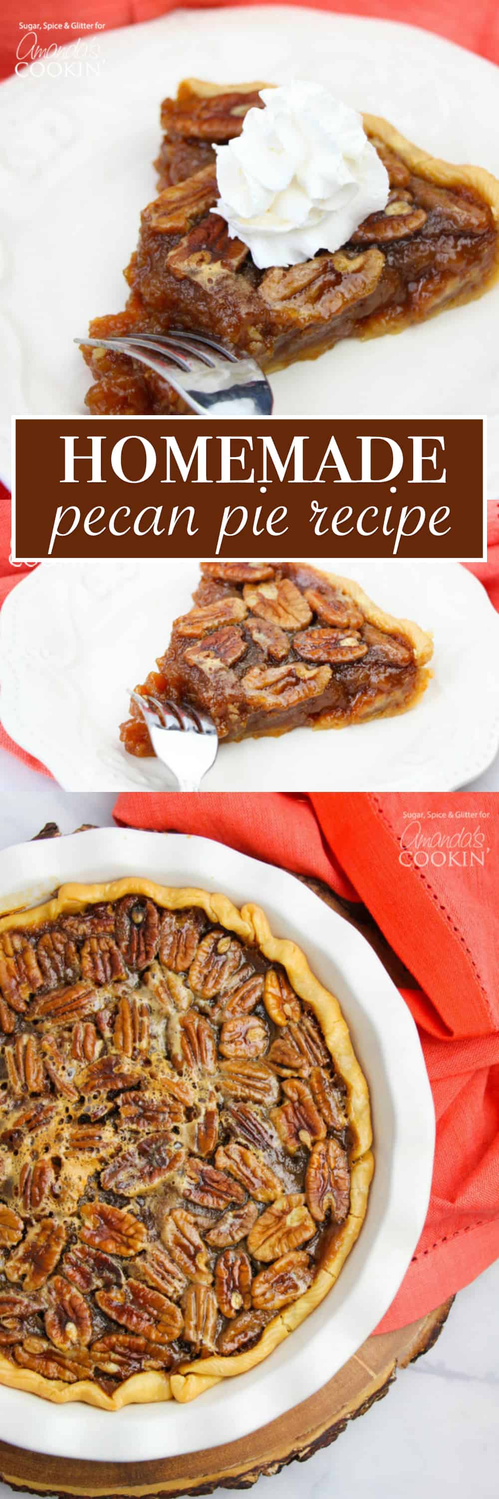 pinterest image with text for pecan pie