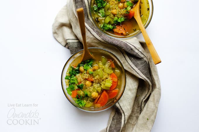 Healthy vegetable soup in bowls