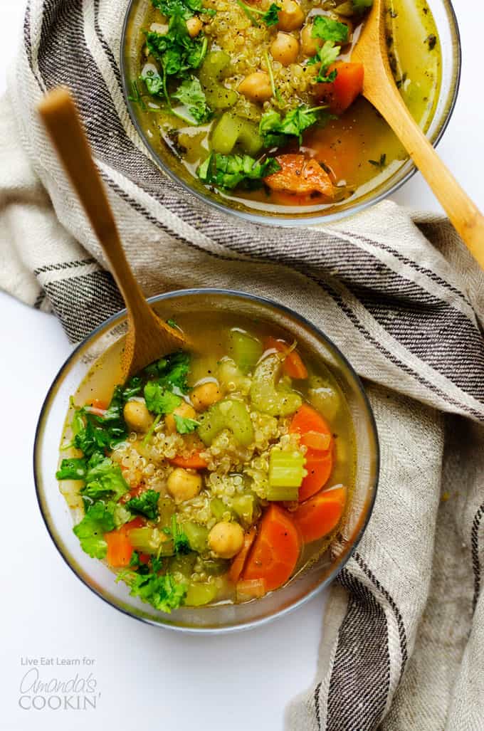Healthy vegetable soup above shot