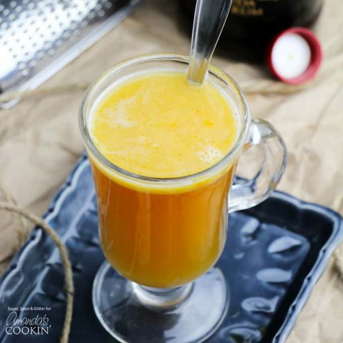 hot buttered rum in glass mug