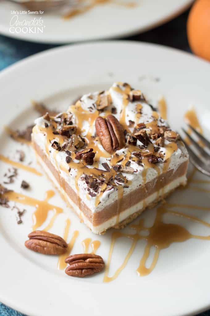 slice of pumpkin dessert on plate