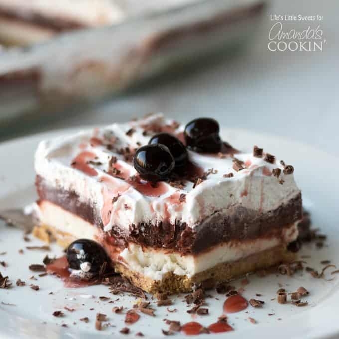 red velvet lasagna dessert on a plate