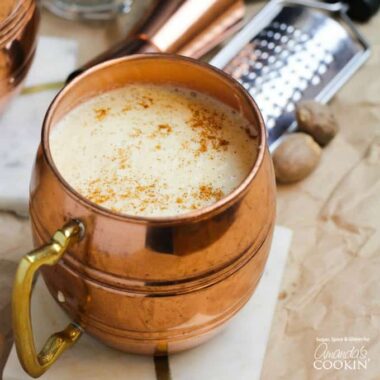 copper mug of eggnog