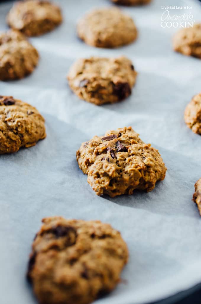 sweet potato oat cookies out of oven