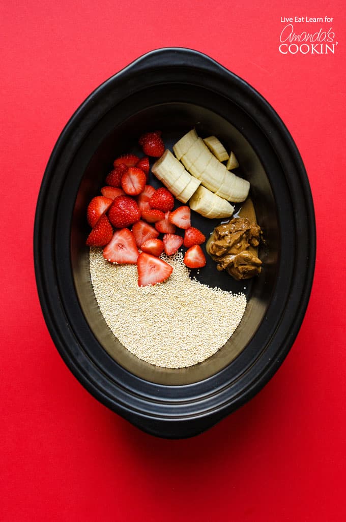 ingredients for slow cooker breakfast quinoa in the crockpot