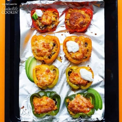 pan of stuffed peppers