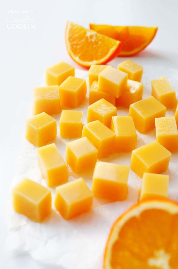 Orange creamsicle gummies with oranges