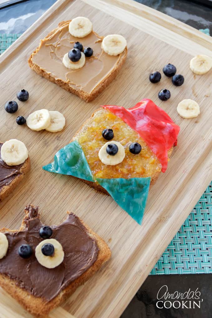 Paddington Bear Toast on a cutting board