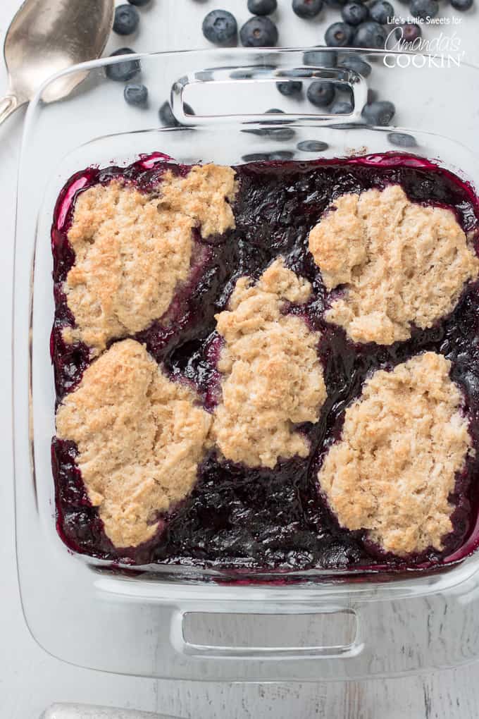Blueberry with biscuit in baking pan