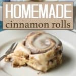 These Homemade Cinnamon Rolls are a true classic. Topped with cream cheese frosting, these gooey cinnamon rolls satisfy your sweet craving! They also make the perfect holiday morning breakfast with the family.