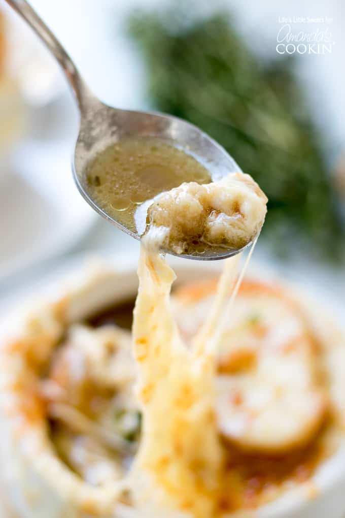 French Onion Soup cheese string