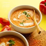 This Smoky Romesco Soup draws inspiration from the delicious Spanish pepper sauce, romesco! With smoky roasted peppers, juicy Roma tomatoes, and a dollop of almond butter, this is a creamy soup you’re going to love.