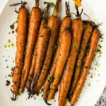 Slow Cooker Carrots on a white platter