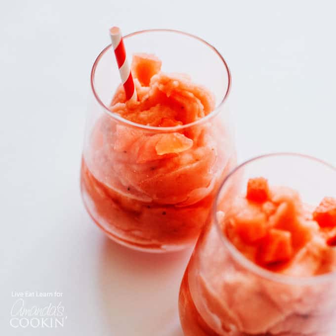 Watermelon slush with malibu