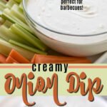 creamy onion dip pin image
