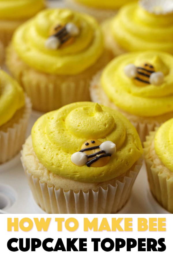 close up of bee cupcakes