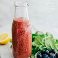 Blueberry Vinaigrette in a milk bottle
