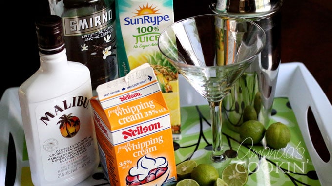 Ingredients needed for Key Lime Pie Martini