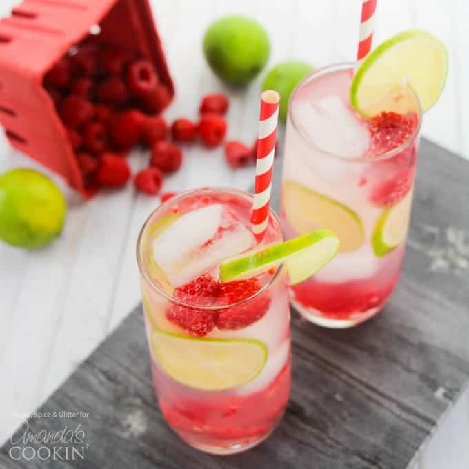 raspberry summer cocktail in glass