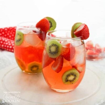 two glasses of strawberry kiwi sangria