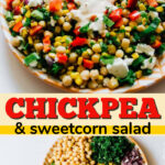 sweetcorn and chickpea salad pin image