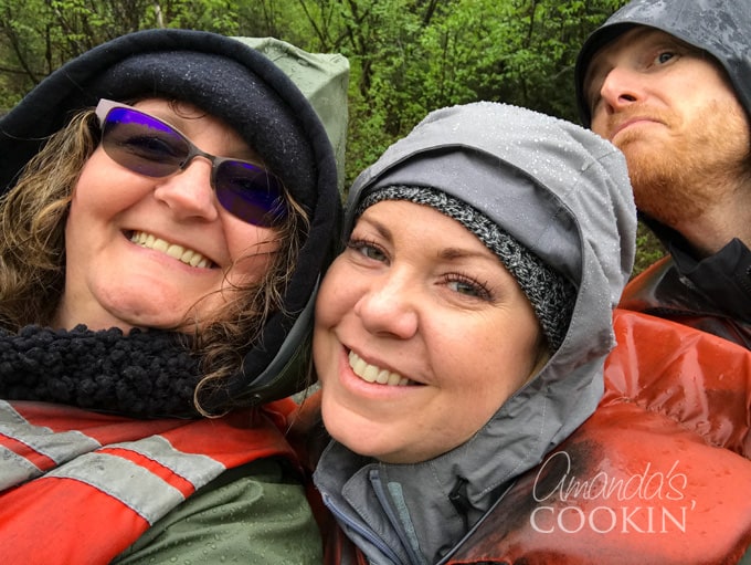 amanda and aubrey geared up for alaska canoe ride