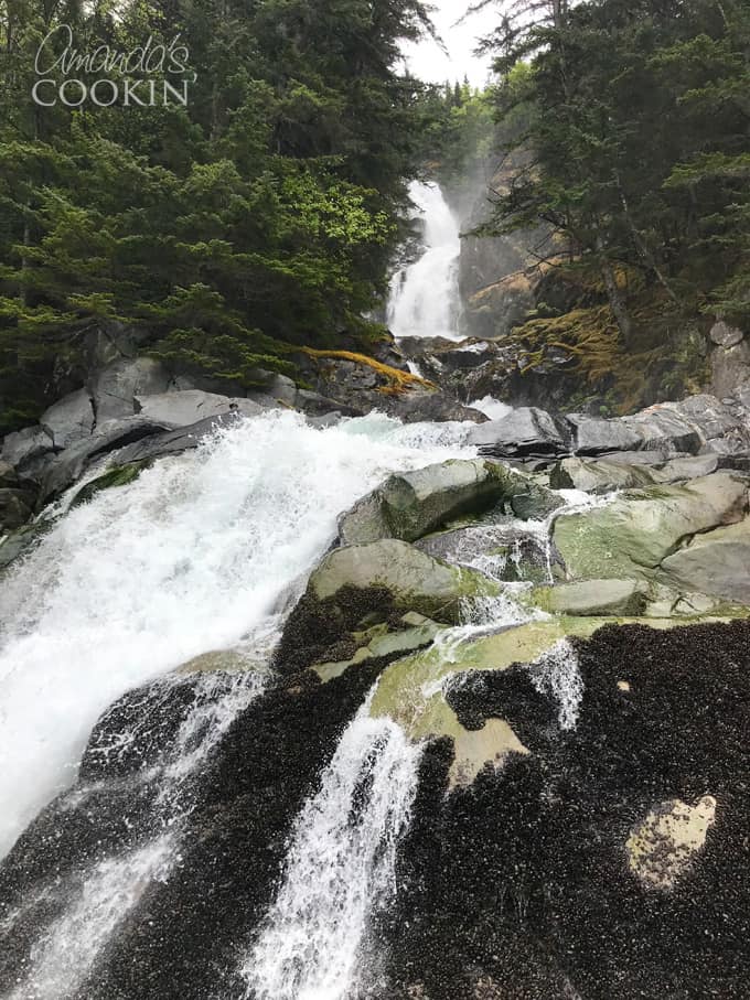 waterfall in alaska fjord