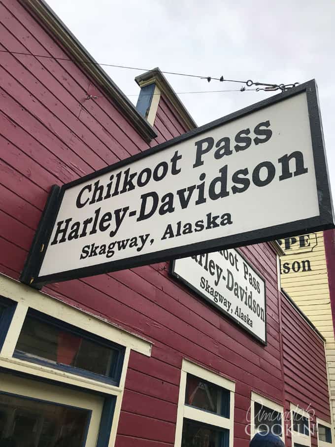 harley davidson shop sign skagway alaska