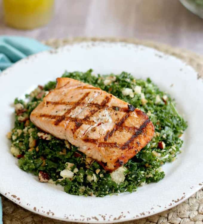 salmon kale salad