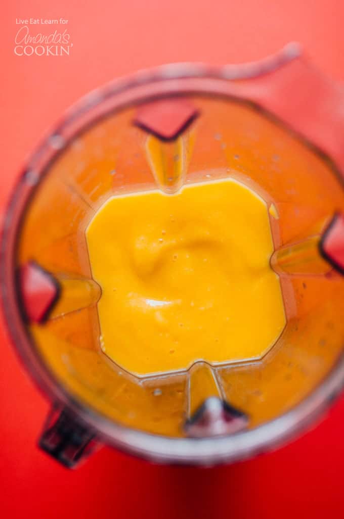 Mango margarita slush in a blender