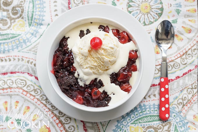 chocolate cherry cobbler crockpot dessert