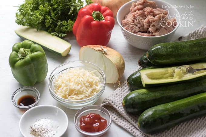 ingredients for stuffed zucchini boats