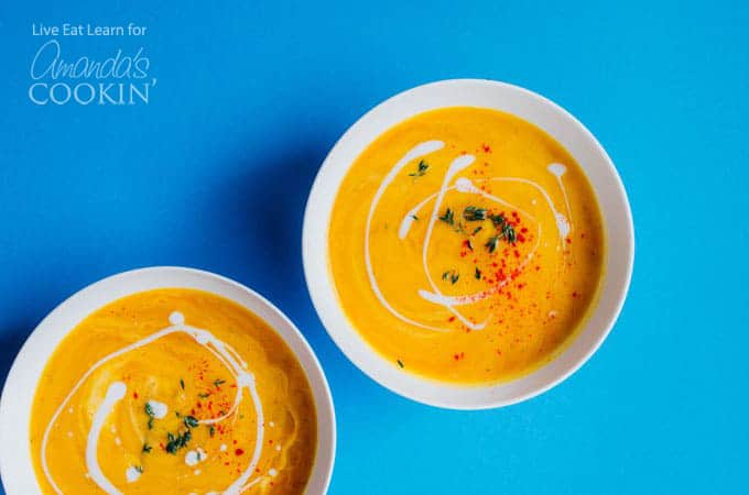 butternut squash soup in bowls