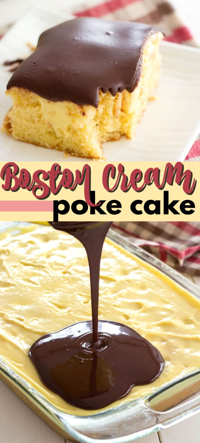 Boston Cream Poke Cake Recipe - Amanda's Cookin' - Cake ...