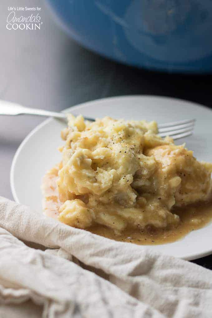 Creamy Traditional Mashed Potatoes on a plate