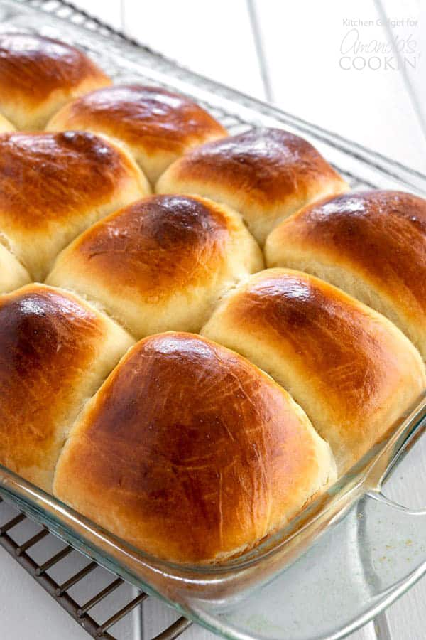 Homemade Hawaiian Rolls in pan